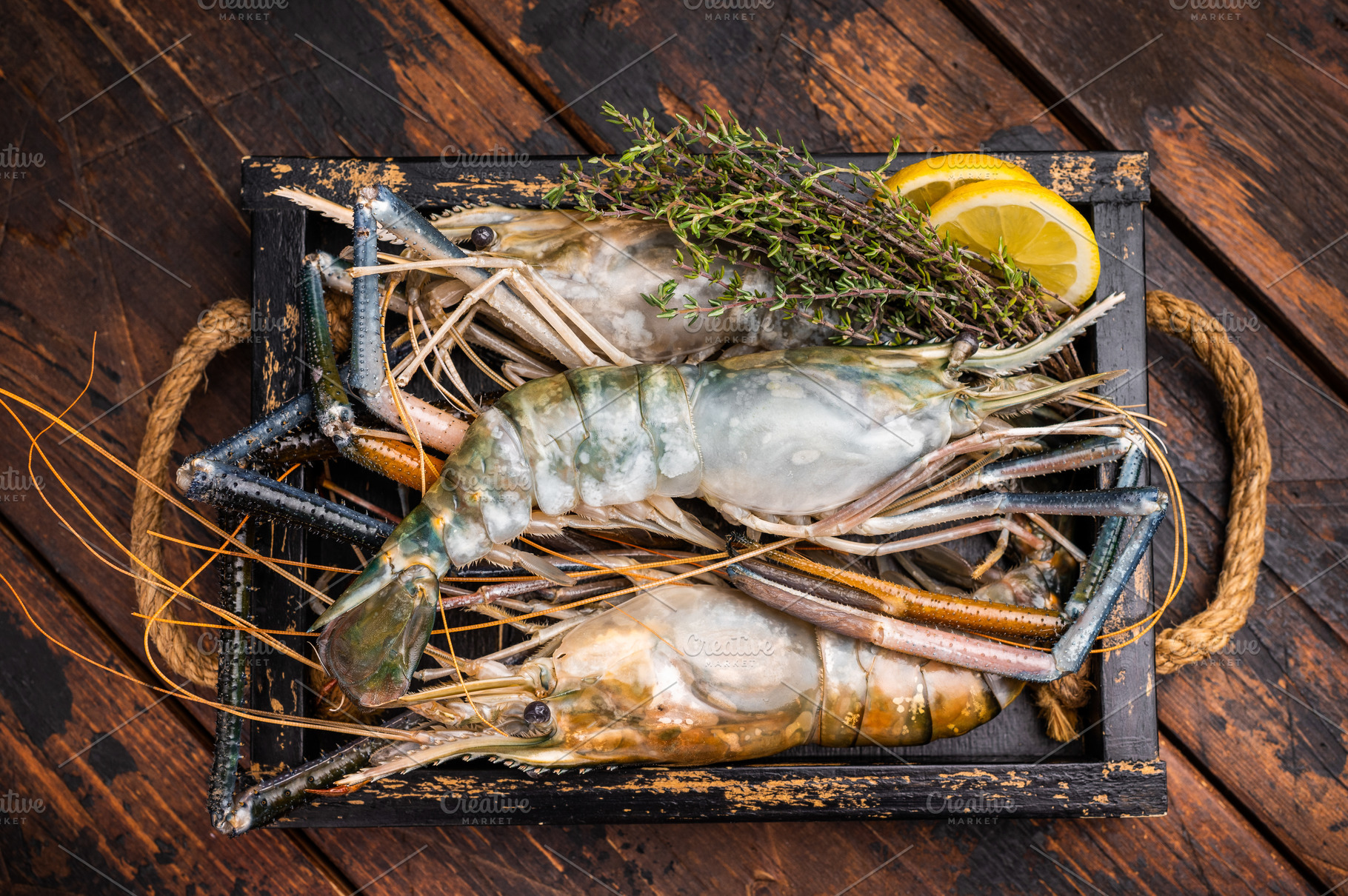 Closeup of raw rosenbergii shrimp prawn showcasing their vibrant, a Food & Drink Photo by composter-box@mail.ru