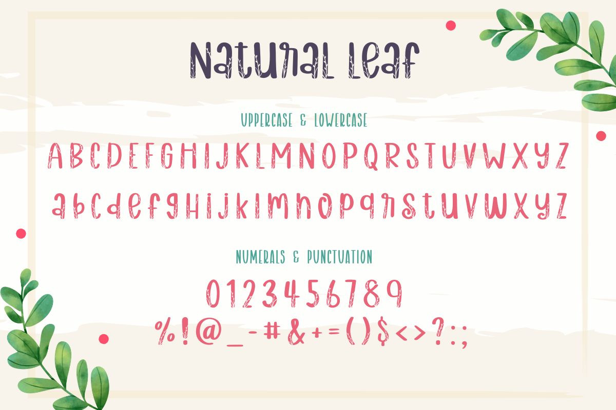 Natural Leaf | Decorative Font, a Handwritten Font by AnningArts (Photo 7 of 7)