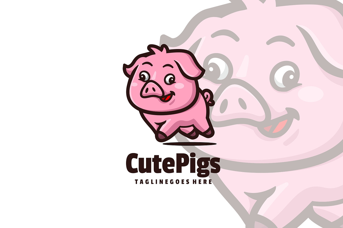 Cute Pigs Mascot Cartoon Logo., a Branding & Logo Template by ModalTampang