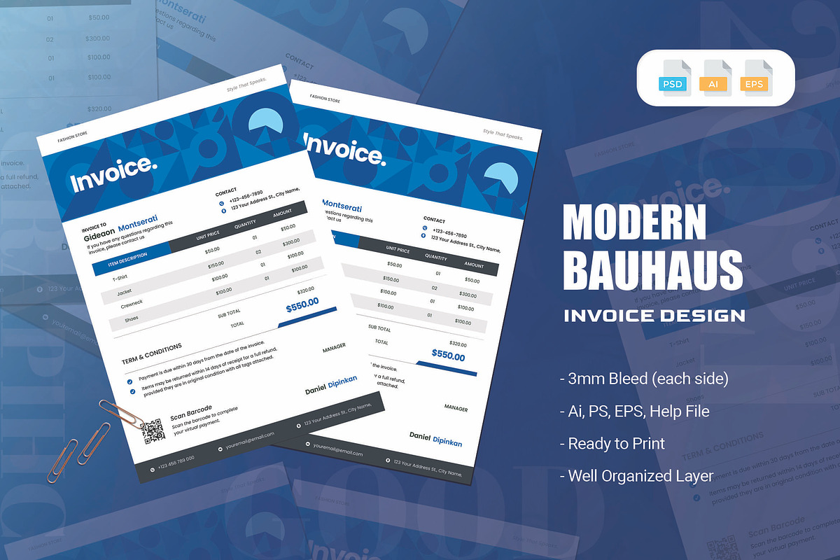Modern Bauhaus - Invoice, a Stationery Template by AQR Studio (Photo 1 of 2)