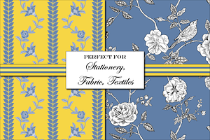 Toile De Jouy Patterns Yellow & Blue