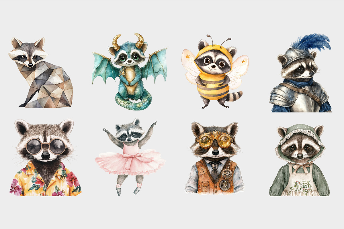 Watercplor Raccoon Clipart, a Seasonal Illustration by Design Market (Photo 5 of 5)