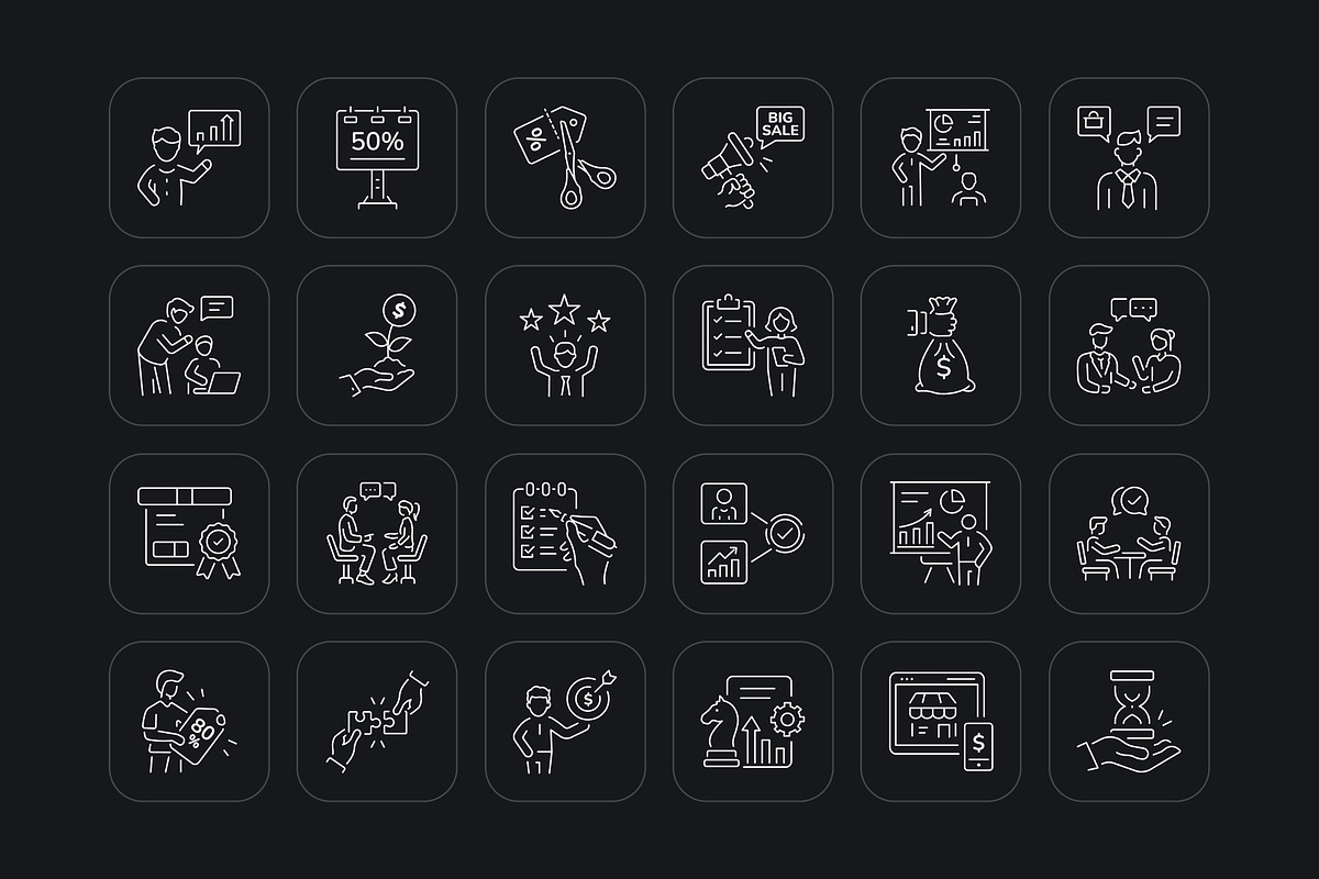 Sales Strategy Icons Set, an Outline Icon by Prosymbols (Photo 6 of 8)