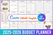 Editable 2025-2026 Budget Planner, a Stationery Template by Designmela01 (Thumbnail 1 of 4)