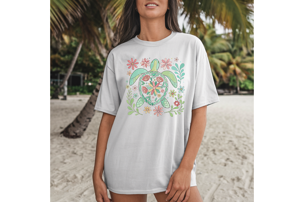 Floral Sea Turtle Summer PNG, an Illustration by TatiMockup (Photo 2 of 6)