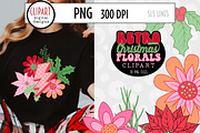 Retro Christmas Flowers Clipart, a Seasonal Illustration by SLS Lines (Thumbnail 2 of 6)