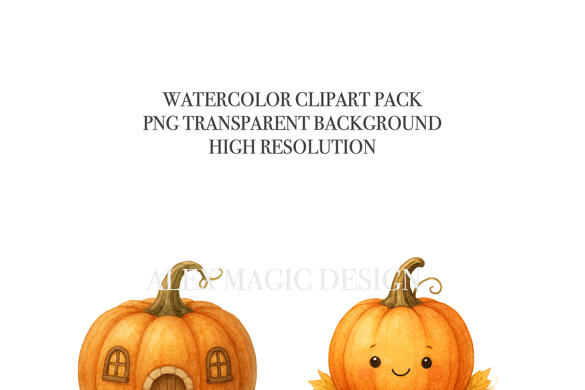 Autumn Pumpkin Clipart Set, a Decorative Illustration by Pati Charm Studio (Photo 4 of 8)