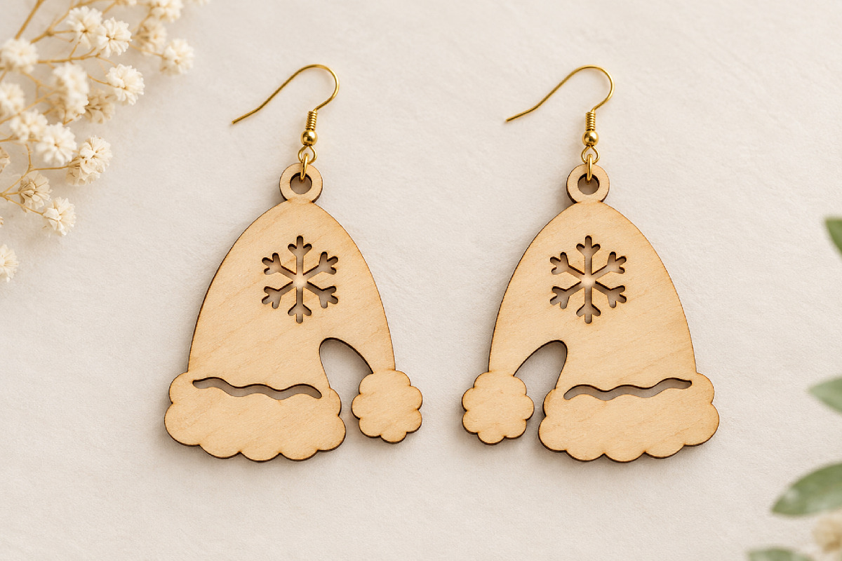 Christmas Santa Hat Earrings SVG, an Object Graphic by Canvas Craft (Photo 2 of 3)