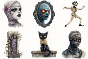 Watercolor Halloween Mummy Clipart, an Illustration by OK Design (Thumbnail 3 of 5)