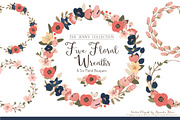 Navy & Blush Floral Wreaths, an Illustration by Amanda Ilkov (Thumbnail 1 of 4)