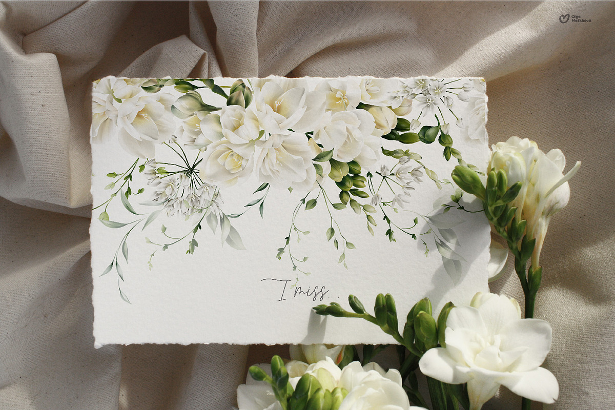 White flowers, Freesia, an Object Illustration by ollalya (Photo 4 of 10)
