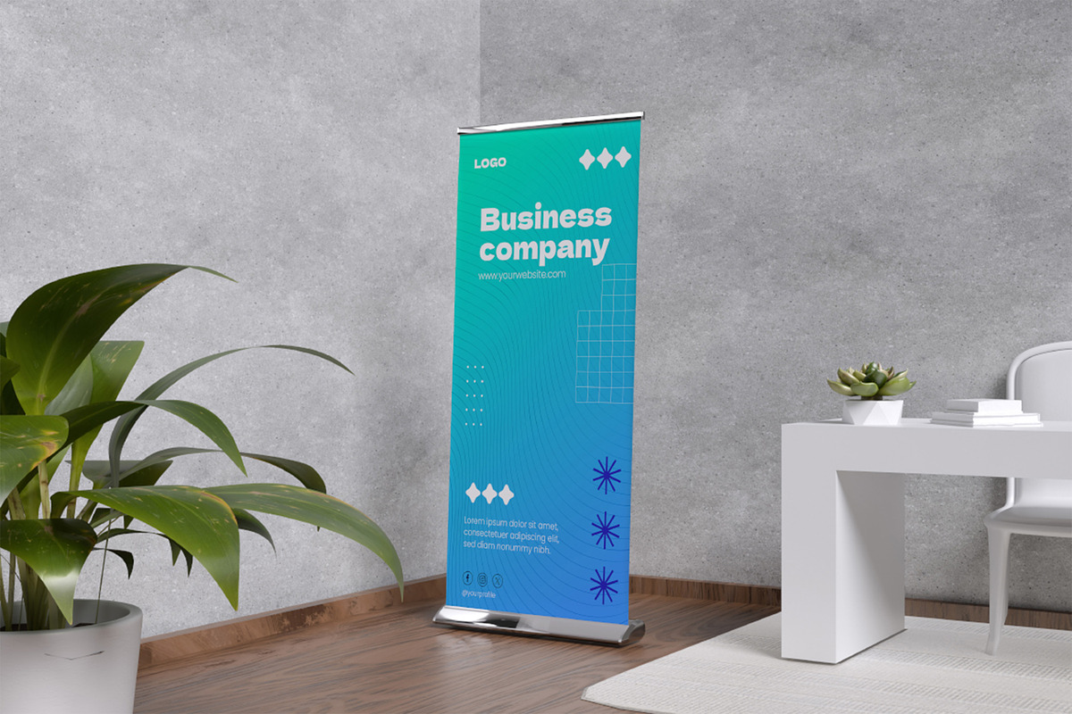 Roll Up Banner Mockup, an Advertising Mockup by HanaSaka_Studio (Photo 2 of 5)