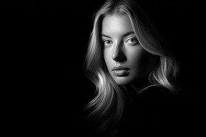 Striking black and white portrait of a young woman, a Person Photo by AlyaAnd
