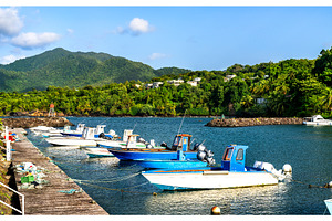 Motorboats moored at Port de Trois, a Transportation Photo by Leonid Andronov