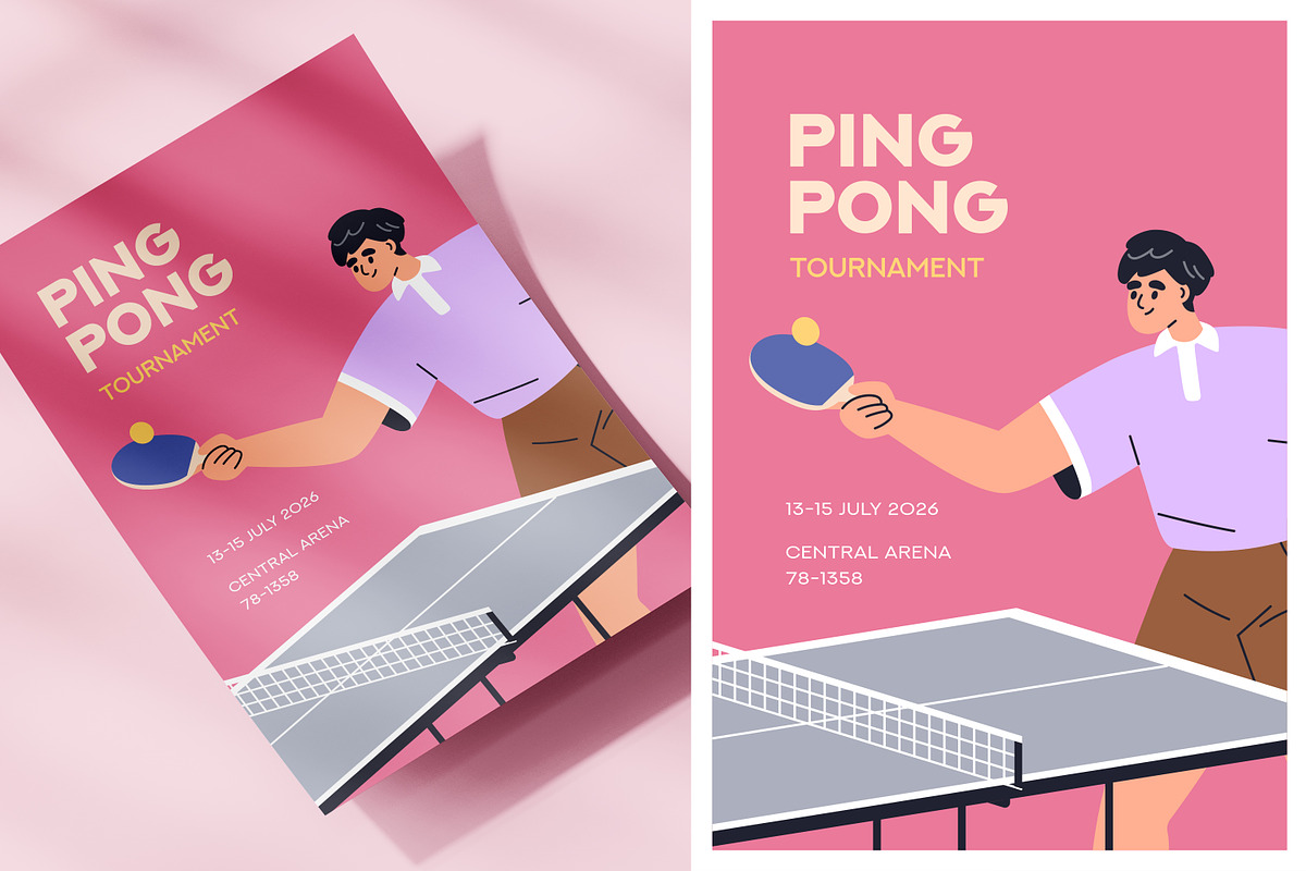 Ping-pong tournament posters set, a Sport Illustration by Good Studio (Photo 2 of 4)