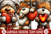Whimsical Valentine Teddy Clipart, an Illustration by Designking (Thumbnail 1 of 5)