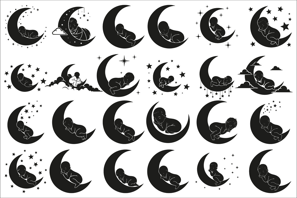 Adorable sleeping moon baby decor, an Illustration by Amazin_art (Photo 1 of 25)