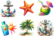 Watercolor Beach Clipart, an Illustration by Designking (Thumbnail 2 of 5)