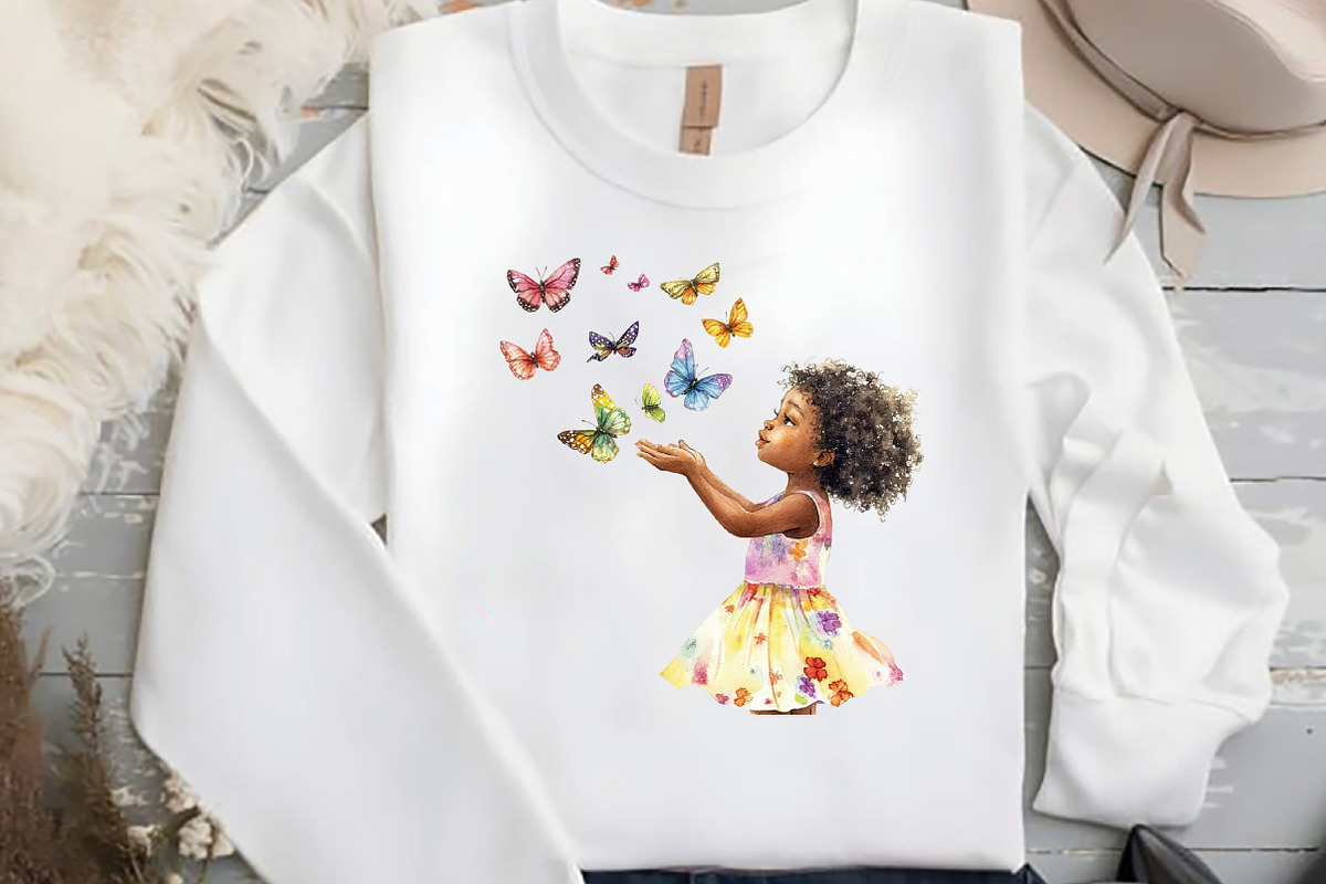 African American Girl with Butterfly, an Illustration by DreamCafeArt (Photo 8 of 8)