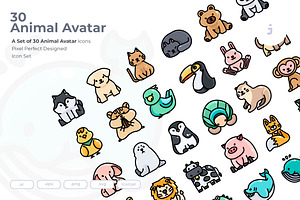 30 Animal Avatar Icon set