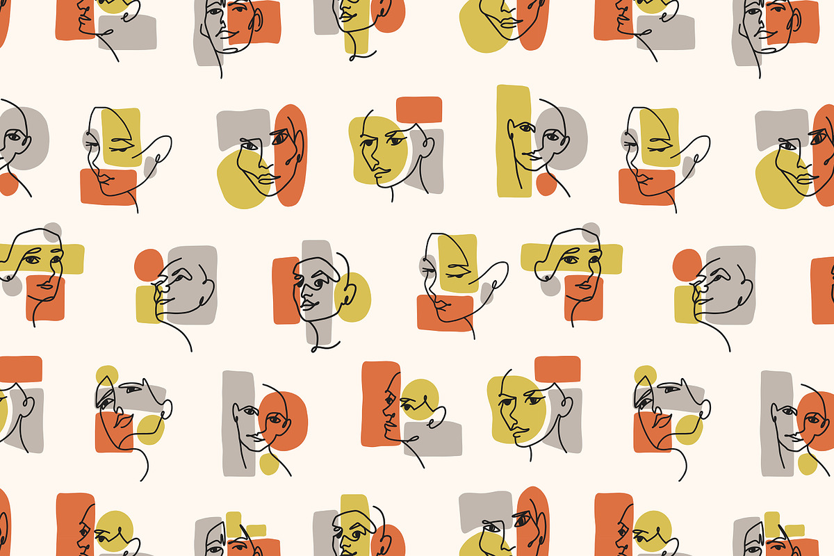 Abstract line faces seamless pattern, a Pattern Graphic by PaperTrident (Photo 3 of 11)
