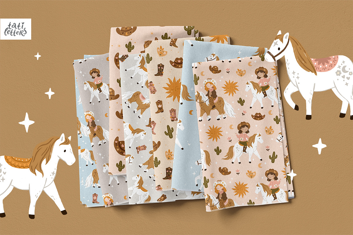 Cowgirl clipart and patterns, an Animal Illustration by tatiletters (Photo 2 of 9)