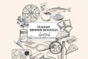 ITALIAN DINNER DOODLE CLIPART PACK