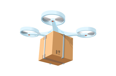 Drone box package delivery vector