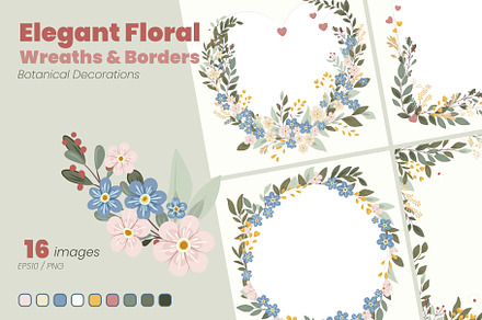 Elegant Floral Wreaths & Borders