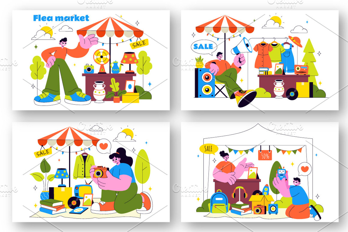 10 Flea Market Vector Illustration, an Object Illustration by denayunebgt (Photo 2 of 4)