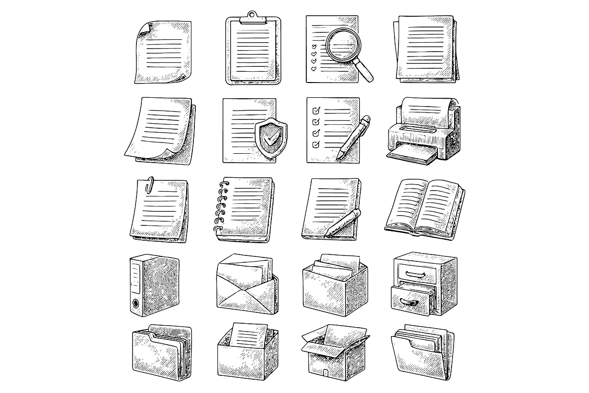 Document and File Icons Set, an Object Graphic by nikagraphic