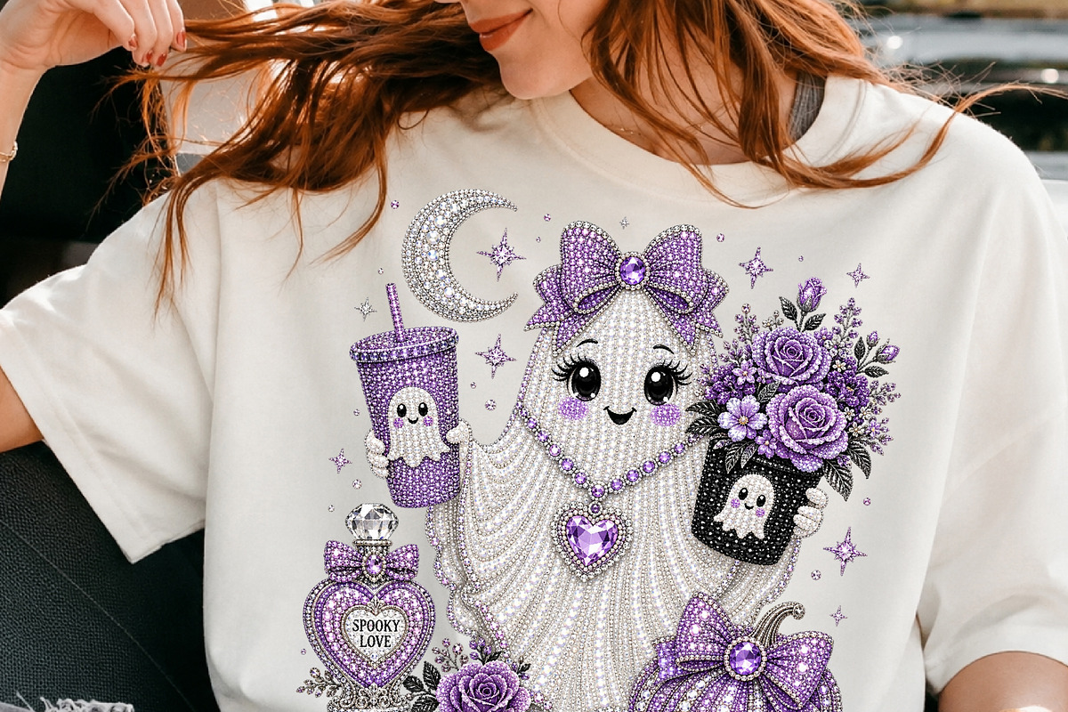Cute Rhinestone Ghost PNG (2), a Seasonal Illustration by DreamCafeArt (Photo 3 of 6)