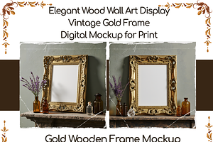 Gold Wooden Frame Mockup