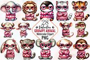 Grumpy Valentine animal clipart bund, an Illustration by RobertsArt (Thumbnail 1 of 7)