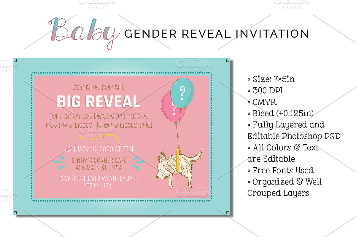 Baby Gender Reveal Invitation, an Invitation Template by Cyrah's Collection (Photo 1 of 3)