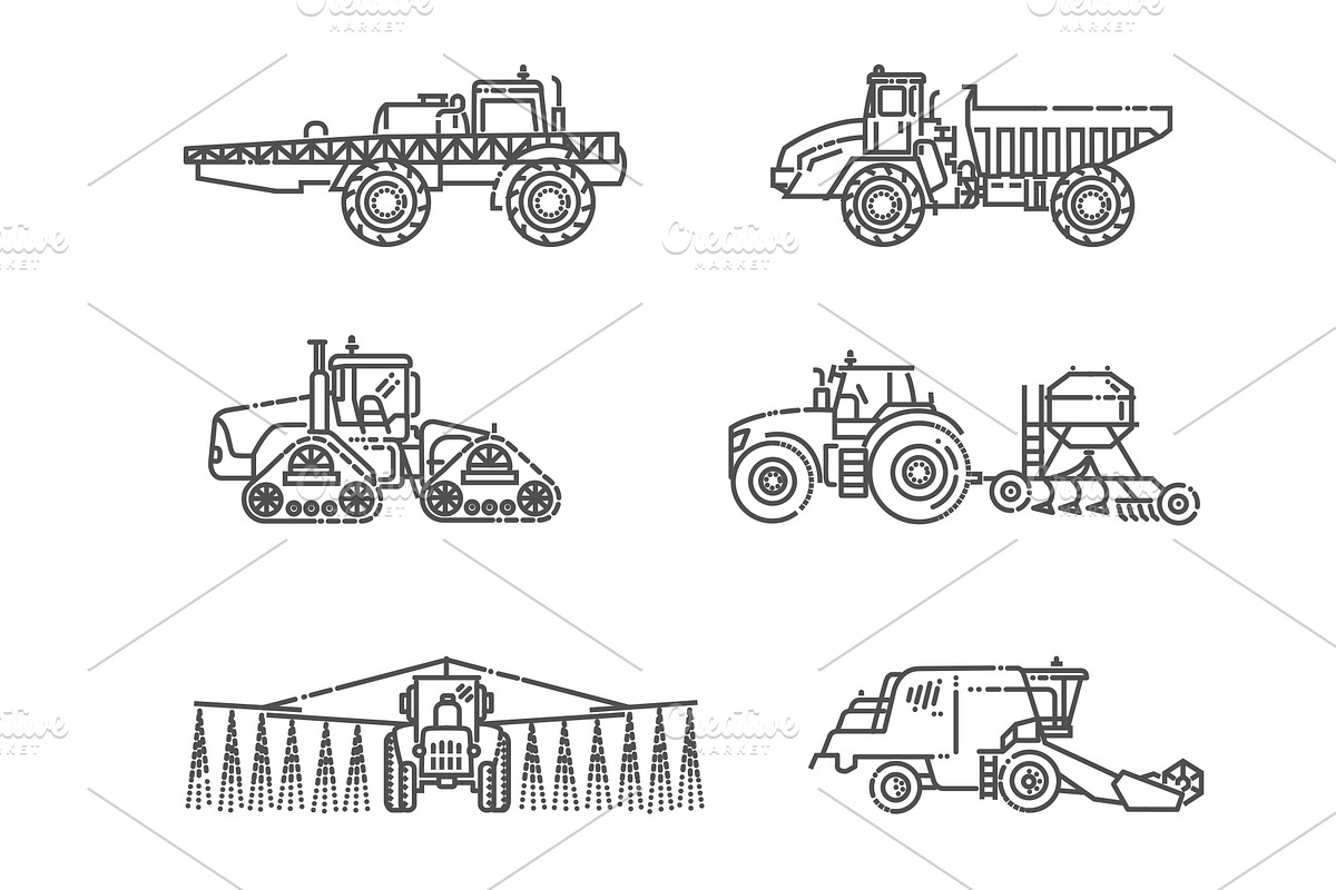 Agricultural Machines Icons, a Transportation Illustration by Tettygreen (Photo 3 of 3)