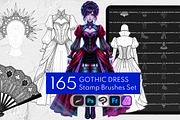 Gothic Dress Stamp Brushes Set, a Brush Add-On by Selentaori Studio (Thumbnail 1 of 12)