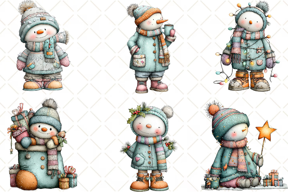 Whimsical Snowman Clipart, an Animal Illustration by Black Bird Studio (Photo 4 of 6)