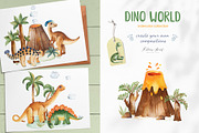 Dino World. Watercolor collection., an Animal Illustration by Kate_Rina (Thumbnail 10 of 16)