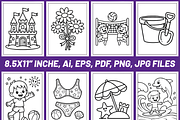 120 SUMMER COLORING PAGES for KIDS, a Seasonal Illustration by Ink Gallery (Thumbnail 4 of 4)