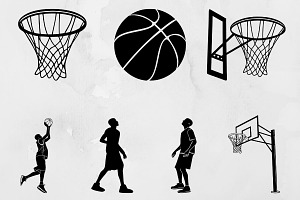 Basketball Silhouette SVG, a Sport Illustration by newminddesign