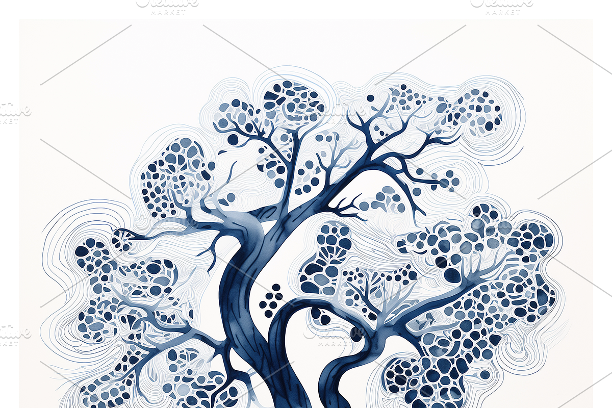 Deca Co - Blue Ink Botanical Shapes, a Texture Illustration by milatovar (Photo 25 of 25)