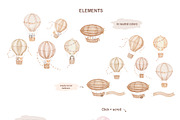 Hot Air Balloon Baby Animal Clipart, an Animal Illustration by ElenaPlatovaArt (Thumbnail 3 of 11)