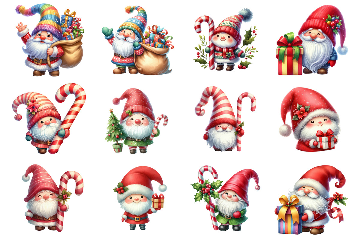 Watercolor Christmas Gnome, a Seasonal Illustration by CitraGraphics (Photo 2 of 4)