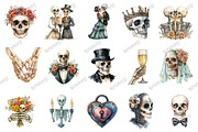 Halloween Skeletons Wedding Clipart, an Illustration by designcity5 (Thumbnail 2 of 5)