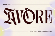 Avore - Font Duo Logo Branding, a Blackletter Font by Nirmana Visual (Thumbnail 1 of 11)