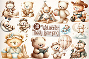 Watercolor Teddy bear clipart, an Illustration by CreationArt (Thumbnail 1 of 7)
