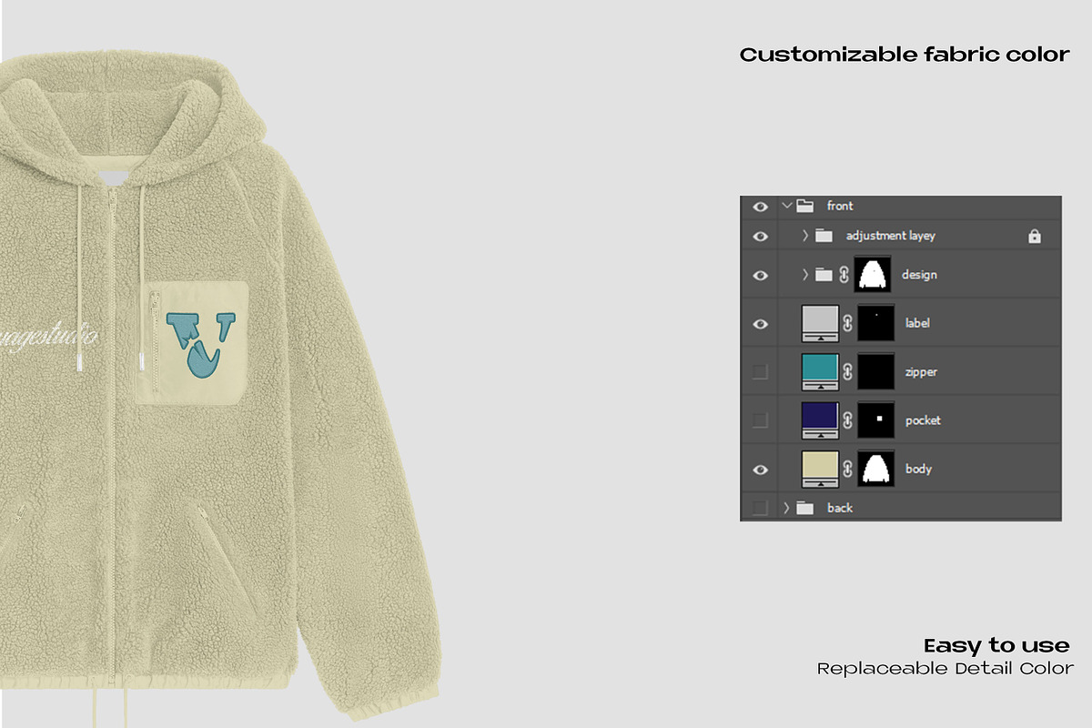 Sherpa zip-up hoodie mockup, a Hoody Mockup by Voyage Studio (Photo 3 of 3)