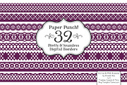 Plum Lace Clipart Borders, an Illustration by Amanda Ilkov (Thumbnail 1 of 5)