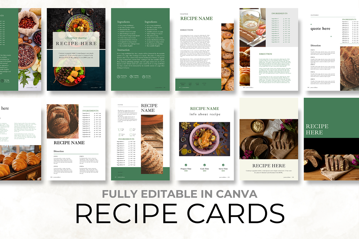 Green Recipe Pages Canva Template, a Poster Template by Digital By Nikoleta (Photo 6 of 9)